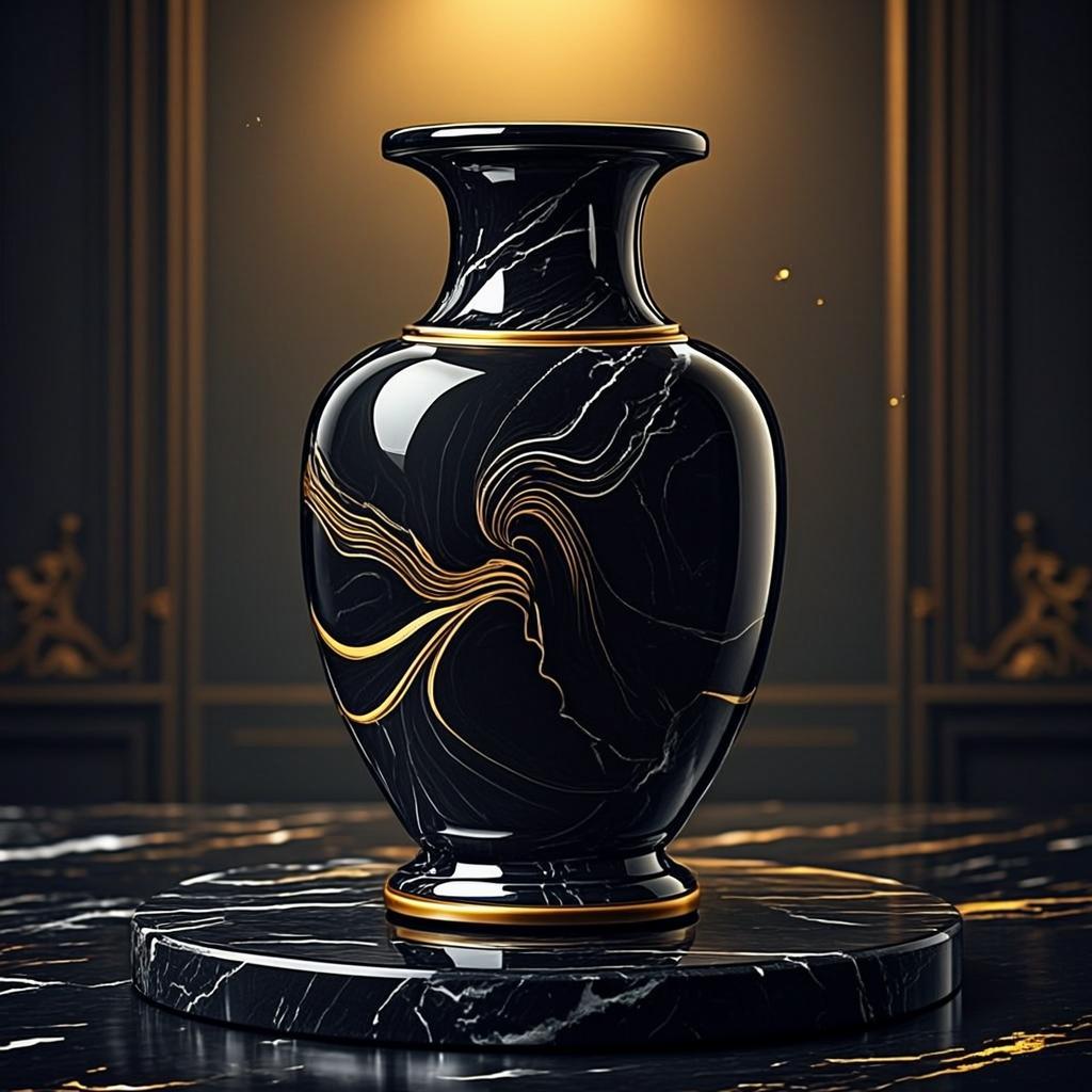 Vase Onyx & Or « Écume du Lac »